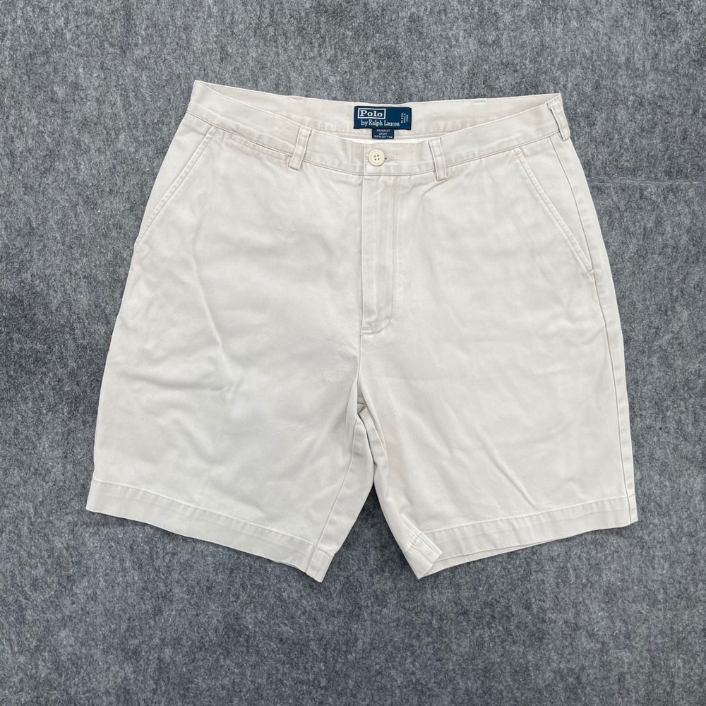 Polo Ralph Lauren Prospect Chino Shorts Mens 34 Khaki Tan Cotton Flat Front